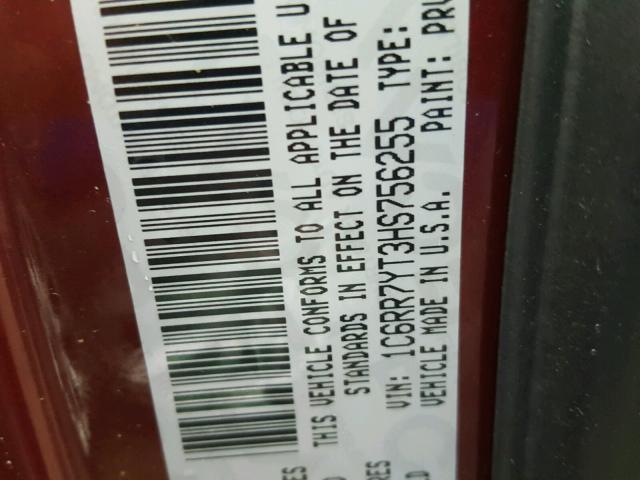 1C6RR7YT3HS756255 - 2017 RAM 1500 REBEL მუქწითელი ფოტო 10