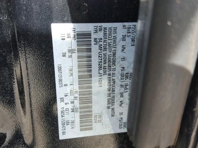 5LMFU27528LJ11051 - 2008 LINCOLN NAVIGATOR Schwarz Foto 10