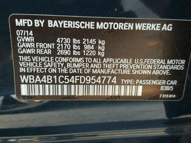 WBA4B1C54FD954774 - 2015 BMW 435 BLACK photo 10