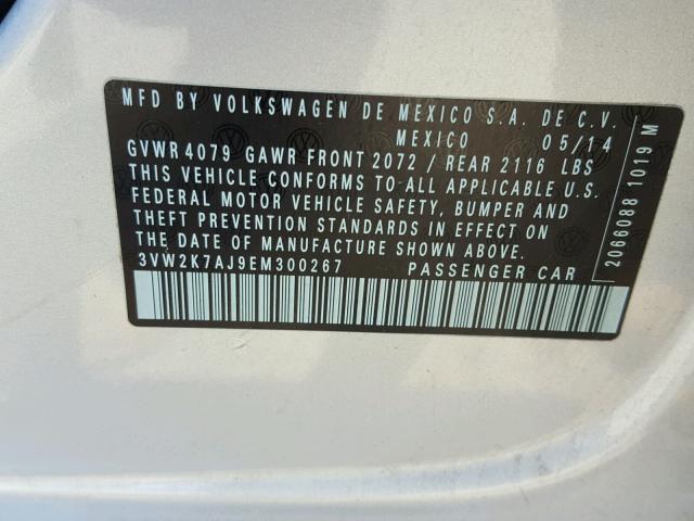 3VW2K7AJ9EM300267 - 2014 VOLKSWAGEN JETTA BASE 银色 照片 10