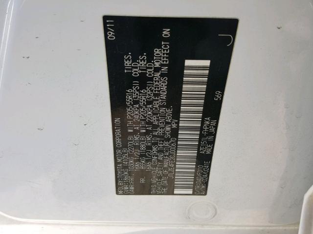 JTLZE4FE2CJ000670 - 2012 TOYOTA SCION XB Weiß Foto 10