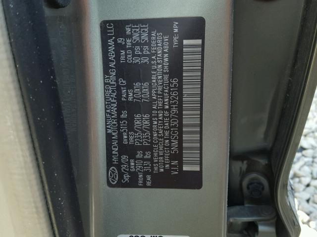 5NMSG13D79H326156 - 2009 HYUNDAI SANTA FE GREEN photo 10