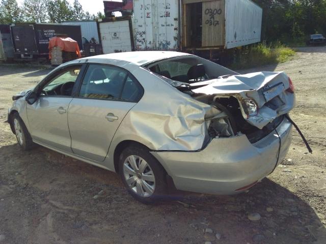 3VW2K7AJ5BM382946 - 2011 VOLKSWAGEN JETTA BASE SILVER photo 3