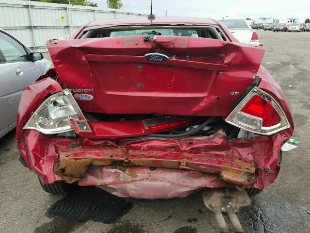 3FAHP07Z48R173329 - 2008 FORD FUSION RED photo 9