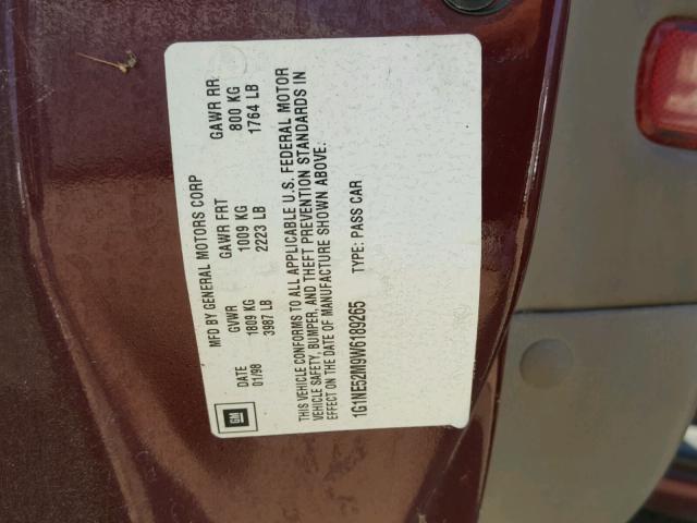 1G1NE52M9W6189265 - 1998 CHEVROLET MALIBU LS Bordo foto 10