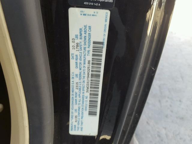 3VWCD31Y94M325186 - 2004 VOLKSWAGEN NEW BEETLE შავი ფოტო 10