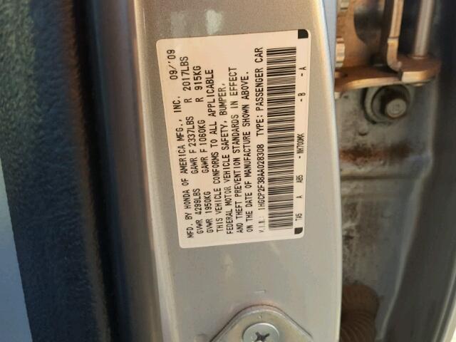 1HGCP2F38AA028308 - 2010 HONDA ACCORD SILVER photo 10