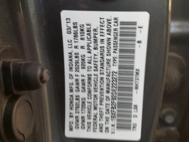 19XFB2F92DE223272 - 2013 HONDA CIVIC EXL 石墨色 照片 10