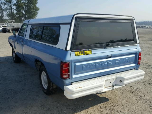 1B7GD14T4DS434364 - 1983 DODGE D-SERIES D BLUE photo 3