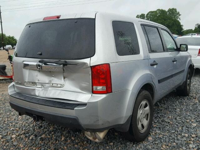 5FNYF3H2XAB006559 - 2010 HONDA PILOT LX SILVER photo 4