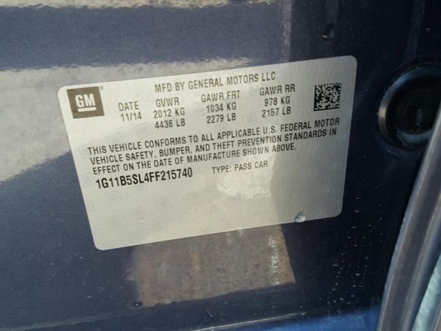 1G11B5SL4FF215740 - 2015 CHEVROLET MALIBU LS Mavi foto 10