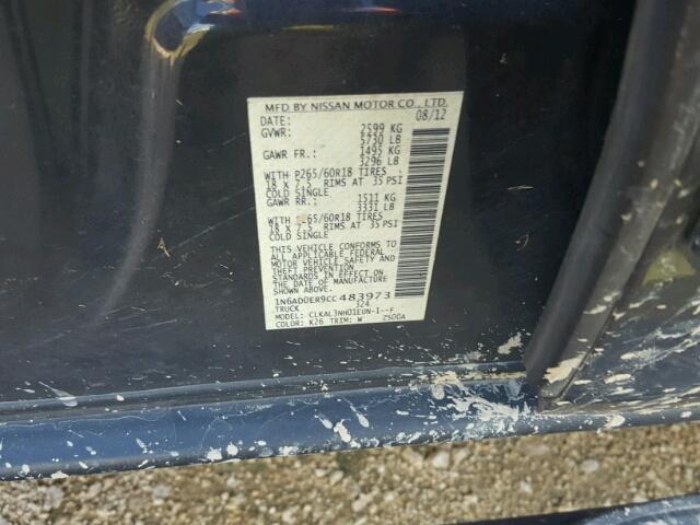 1N6AD0ER9CC483973 - 2012 NISSAN FRONTIER GRAY photo 10