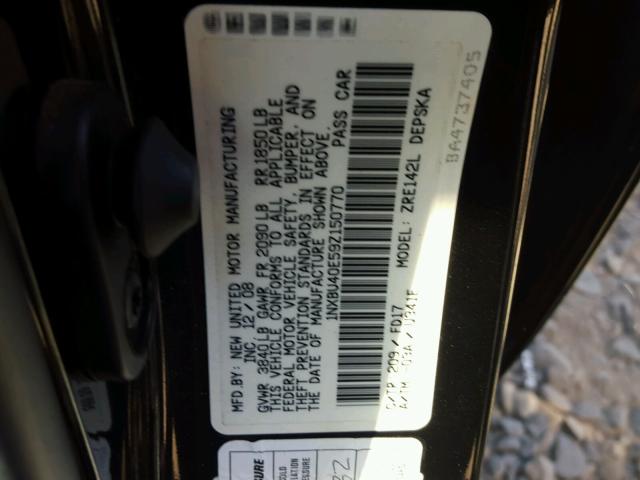 1NXBU40E59Z150770 - 2009 TOYOTA COROLLA BA BLACK photo 10