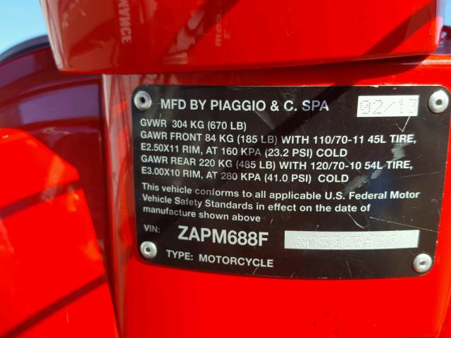 ZAPM688F6D5003452 - 2013 VESPA LX 150IE RED photo 10