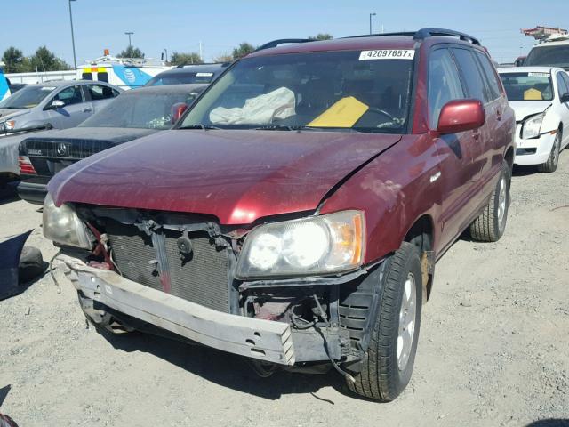 JTEHF21A010036563 - 2001 TOYOTA HIGHLANDER RED photo 2