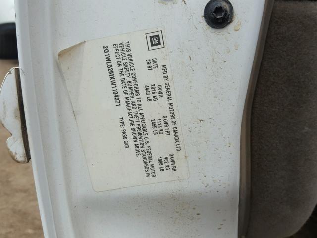 2G1WL52MXW1104371 - 1998 CHEVROLET LUMINA BAS WHITE photo 10