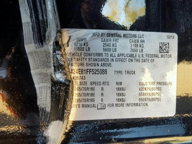 1GT424E81FF525088 - 2015 GMC SIERRA BLACK photo 10