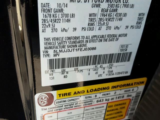 5LMJJ3JT1FEJ03086 - 2015 LINCOLN NAVIGATOR 黑色 照片 10