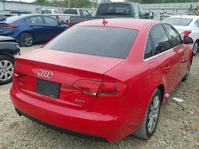 WAUCF78K09N047844 - 2009 AUDI A4 PREMIUM RED photo 4