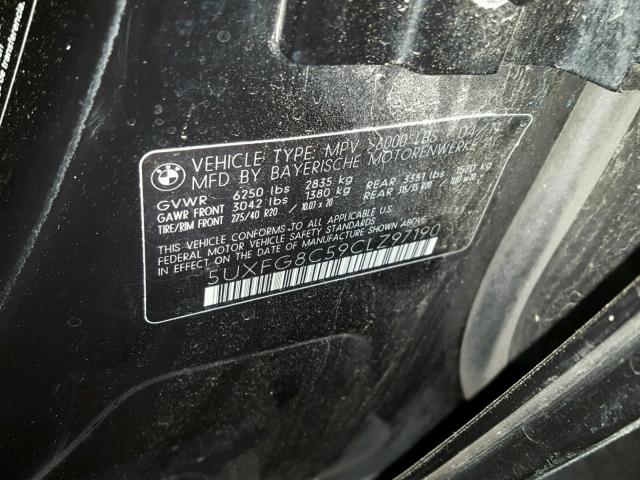 5UXFG8C59CLZ97190 - 2012 BMW X6 XDRIVE5 Czarny zdjęcie 10