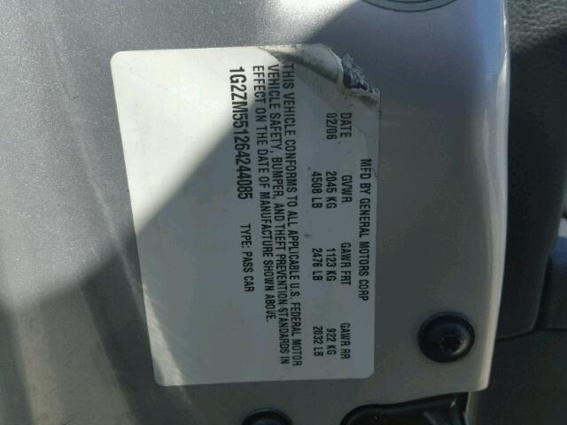 1G2ZM551264244085 - 2006 PONTIAC G6 GTP GRAY photo 10