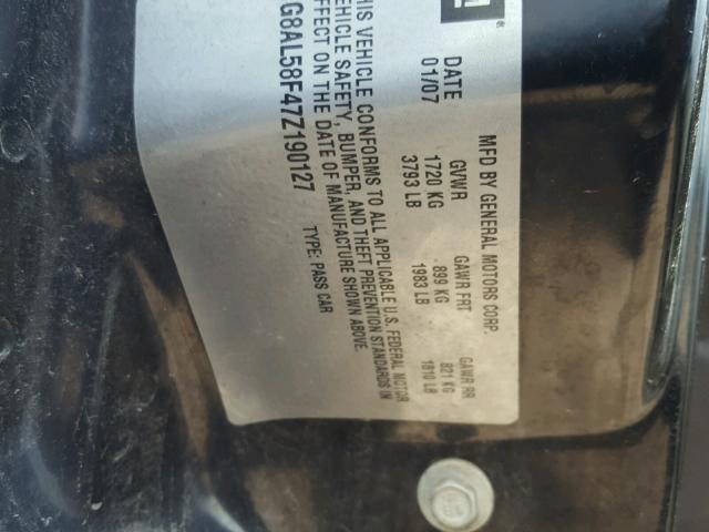 1G8AL58F47Z190127 - 2007 SATURN ION LEVEL SILVER photo 10