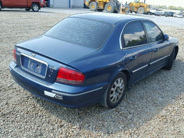 KMHWF35H93A735028 - 2003 HYUNDAI SONATA GLS BLUE photo 4