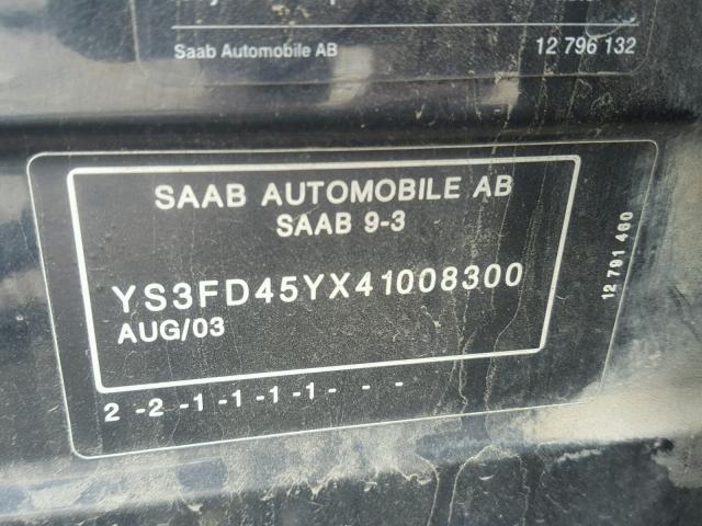 YS3FD45YX41008300 - 2004 SAAB 9-3 ARC BLACK photo 10