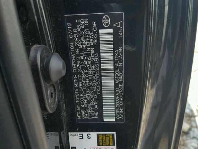 JTKJF5C70D3051603 - 2013 TOYOTA SCION TC 黑色 照片 10