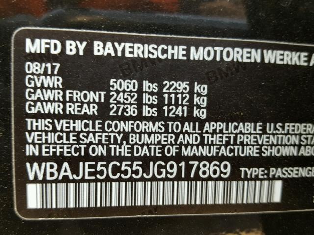 WBAJE5C55JG917869 - 2018 BMW 540 I BLACK photo 10