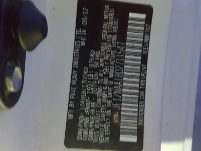 JF1ZNAA18D2711547 - 2013 TOYOTA SCION FR-S WHITE photo 10