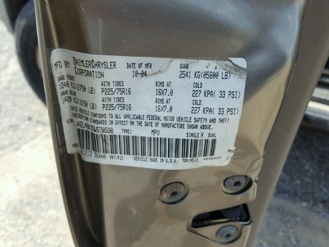 1J4GL48K35W570530 - 2005 JEEP LIBERTY SP GOLD photo 10