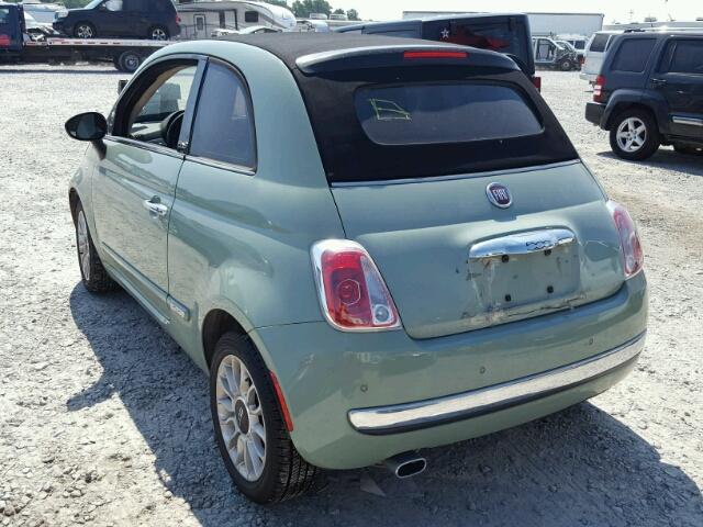 3C3CFFER1CT109424 - 2012 FIAT 500 LOUNGE GREEN photo 3