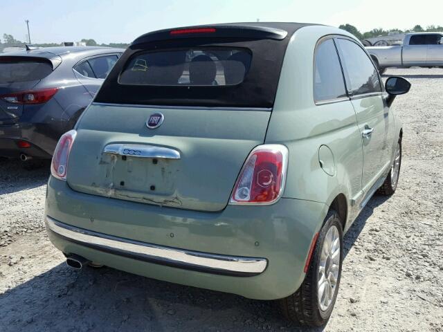 3C3CFFER1CT109424 - 2012 FIAT 500 LOUNGE GREEN photo 4