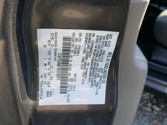 1FAFP34N87W270071 - 2007 FORD FOCUS ZX4 GRAY photo 10