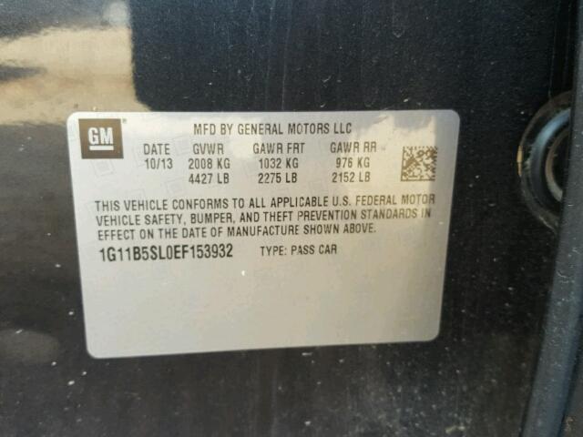 1G11B5SL0EF153932 - 2014 CHEVROLET MALIBU CHARCOAL photo 10