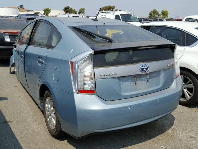 JTDKN3DP3C3029465 - 2012 TOYOTA PRIUS PLUG TURQUOISE photo 3