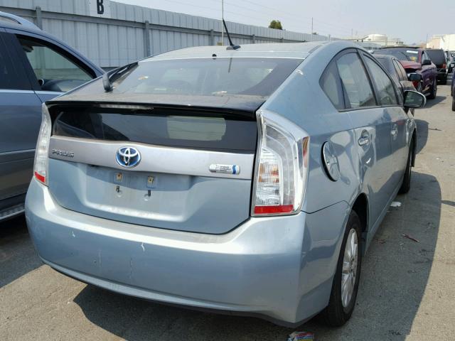 JTDKN3DP3C3029465 - 2012 TOYOTA PRIUS PLUG TURQUOISE photo 4