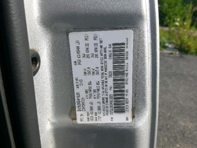 1D7GG16K34S616929 - 2004 DODGE DAKOTA SXT SILVER photo 10