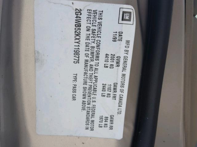 2G4WB52KXY1198775 - 2000 BUICK REGAL LS 金色 照片 10