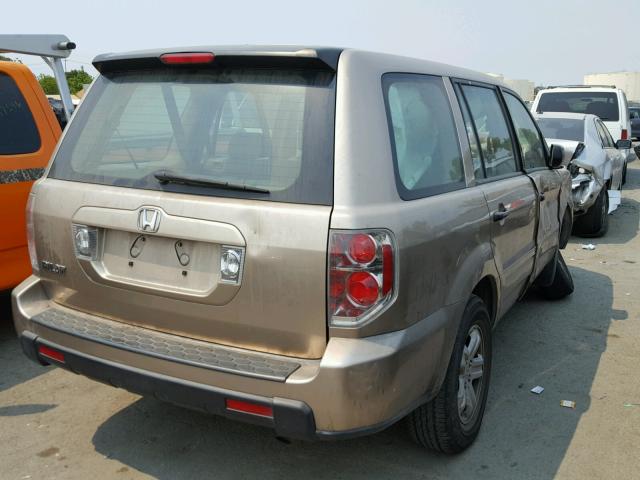 5FNYF28186B026057 - 2006 HONDA PILOT LX GOLD photo 4