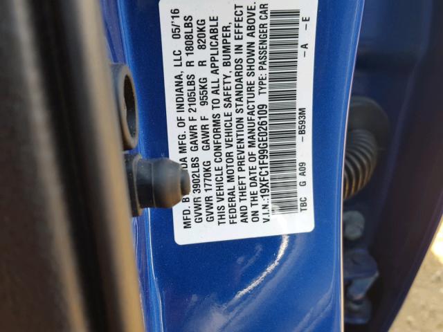 19XFC1F99GE026109 - 2016 HONDA CIVIC TOUR BLUE photo 10