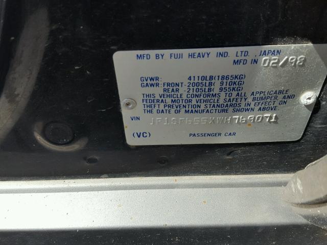 JF1SF655XWH769071 - 1998 SUBARU FORESTER S 黑色 照片 10