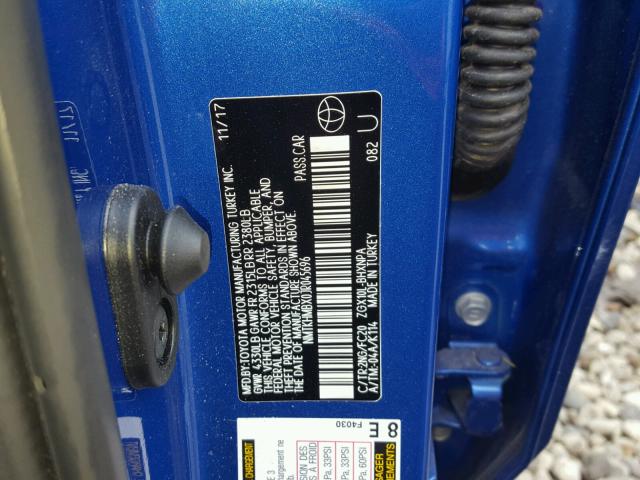 NMTKHMBX0JR045696 - 2018 TOYOTA C-HR XLE BLUE photo 10