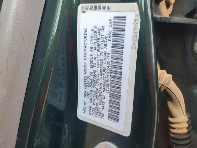 1Y1SK52812Z405474 - 2002 CHEVROLET GEO PRIZM 绿色 照片 10