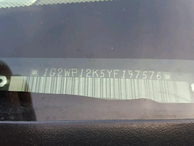 1G2WP12K5YF197576 - 2000 PONTIAC GRAND PRIX SILVER photo 10