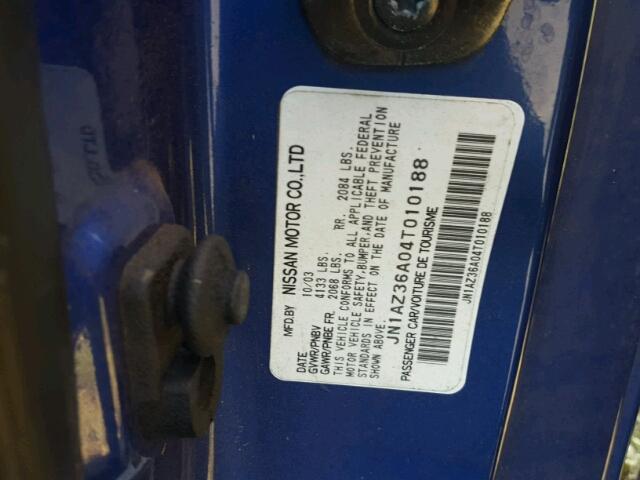 JN1AZ36A04T010188 - 2004 NISSAN 350Z BLUE photo 10