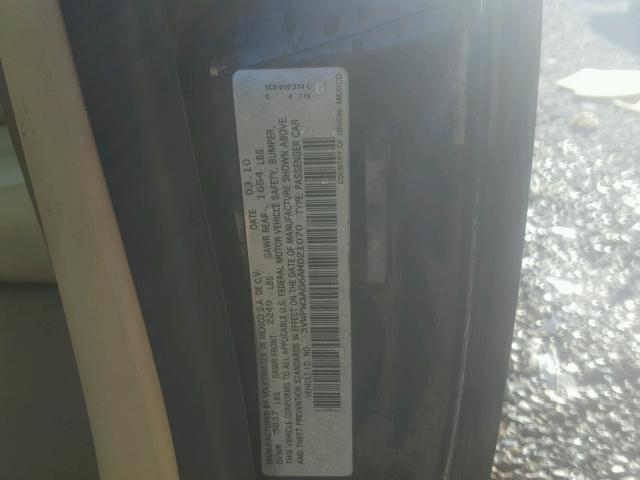 3VWPW3AG6AM021070 - 2010 VOLKSWAGEN NEW BEETLE 黑色 照片 10