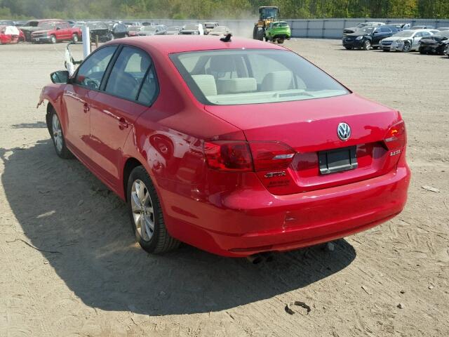 3VWDX7AJ3CM385128 - 2012 VOLKSWAGEN JETTA SE 红色 照片 3