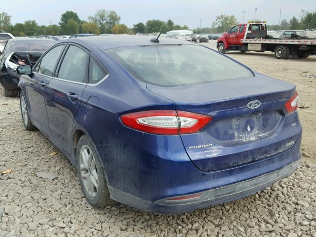 3FA6P0H76ER335901 - 2014 FORD FUSION SE BLUE photo 3